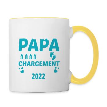 Futur Papa 2022 Idée Cadeau Annonce Grossesse - Mug contrasté - blanc/jaune - Droite
