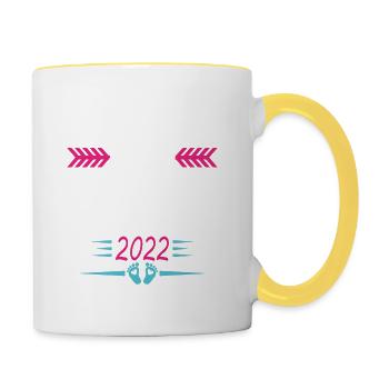 Bientôt Grande Sœur 2022 Cadeau Annonce Grossesse - Mug contrasté - blanc/jaune - Droite