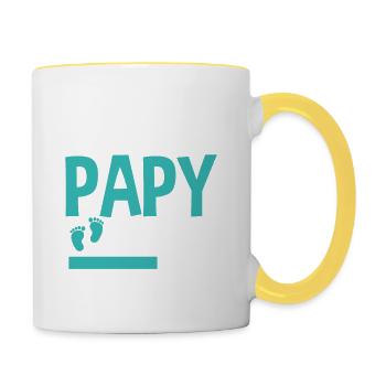 Bientôt Papy En 2022 Idée Cadeau Annonce Grossesse - Mug contrasté - blanc/jaune - Droite