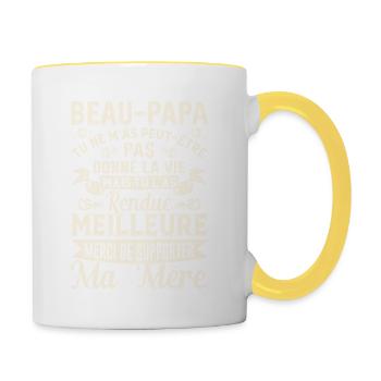 Beau-papa Beau-père Papa Bonus Fête Des Pères Noël - Mug contrasté - blanc/jaune - Droite