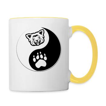 Red Panda Ying Yang - Tasse zweifarbig - Weiß/Gelb - Rechts