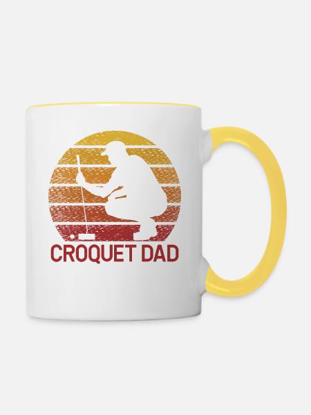 Croquet Dad - Tasse zweifarbig - Weiß/Gelb
