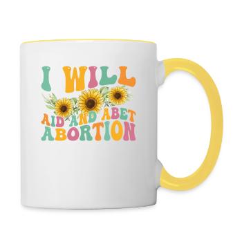 Je Vais Aider Et Soutenir L'avortement - Mug contrasté - blanc/jaune - Droite