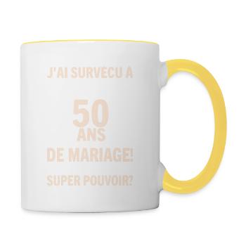 Cadeau Pour 50 Ans De Mariage - Mug contrasté - blanc/jaune - Droite