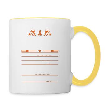 Le Tarif Horaire D'un Mécanicien - Mug contrasté - blanc/jaune - Droite