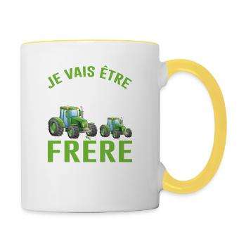 Je Vais Être Grand Frère 2024 - Mug contrasté - blanc/jaune - Droite