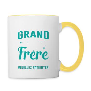 Je Vais Être Grand Frère 2023 - Mug contrasté - blanc/jaune - Droite