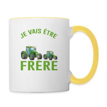 Je Vais Être Grand Frère 2022 - Mug contrasté - blanc/jaune - Droite