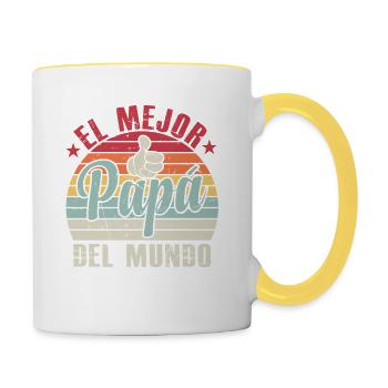 Meilleur Papa Du Monde - Mug contrasté - blanc/jaune - Droite