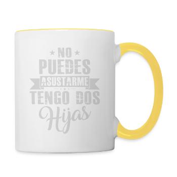 Vous Ne Pouvez Pas Me Faire Peur J'ai Deux Filles - Mug contrasté - blanc/jaune - Droite