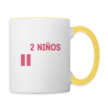 Maman De Deux Enfants - Mug contrasté - blanc/jaune - Droite