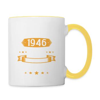 Mars 1946 77 Ans Que Je Suis Génial Anniversaire - Mug contrasté - blanc/jaune - Droite