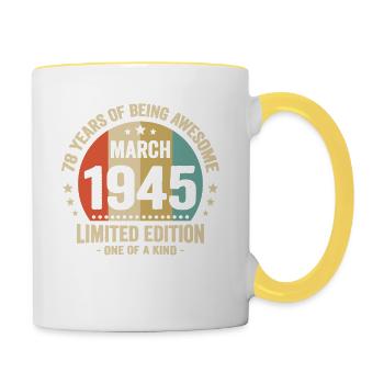 Anniversaire Vintage Idée Cadeau Mars 78 - Mug contrasté - blanc/jaune - Droite