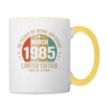 Anniversaire Vintage Idée Cadeau Mars 38 - Mug contrasté - blanc/jaune - Droite