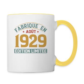 Fabriqué En Août 1929 Édition Limitée - Mug contrasté - blanc/jaune - Droite