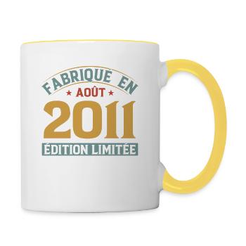 Fabriqué En Août 2011 Édition Limitée - Mug contrasté - blanc/jaune - Droite