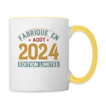 Fabriqué En Août 2024 Édition Limitée - Mug contrasté - blanc/jaune - Droite
