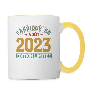 Fabriqué En Août 2023 Édition Limitée - Mug contrasté - blanc/jaune - Droite