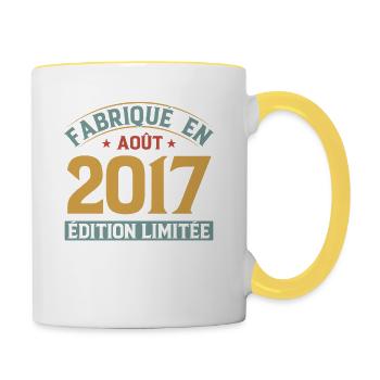 Fabriqué En Août 2017 Édition Limitée - Mug contrasté - blanc/jaune - Droite