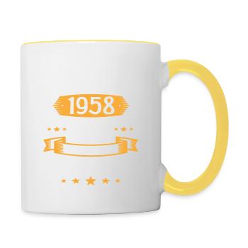 Mars 1958 65 Ans Que Je Suis Génial Anniversaire - Mug contrasté - blanc/jaune - Droite
