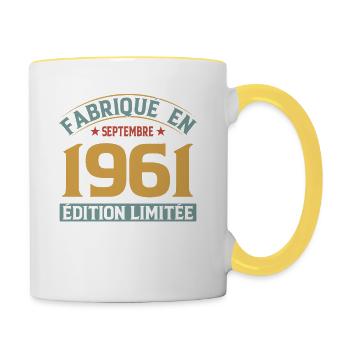 Fabriqué En Septembre 1961 Édition Limitée - Mug contrasté - blanc/jaune - Droite