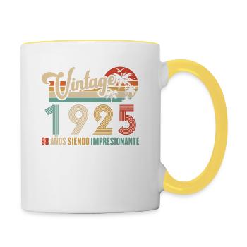Vintage 1925 Anniversaire 98 ans D'être Awesome - Mug contrasté - blanc/jaune - Droite