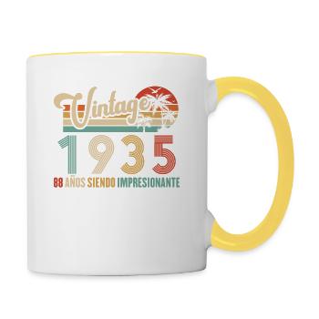 Vintage 1935 Anniversaire 88 ans D'être Awesome - Mug contrasté - blanc/jaune - Droite