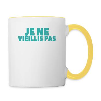 Je Ne Vieillis Pas Je Prends De La Valeur - Mug contrasté - blanc/jaune - Droite