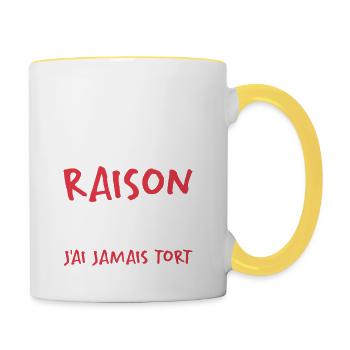 J'ai Pas Toujours Raison - Mug contrasté - blanc/jaune - Droite