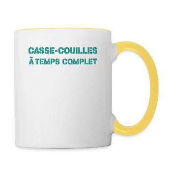 Casse-couilles À Temps Complet - Mug contrasté - blanc/jaune - Droite