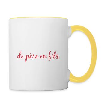 Beau Gosse De Père En Fils - Mug contrasté - blanc/jaune - Droite