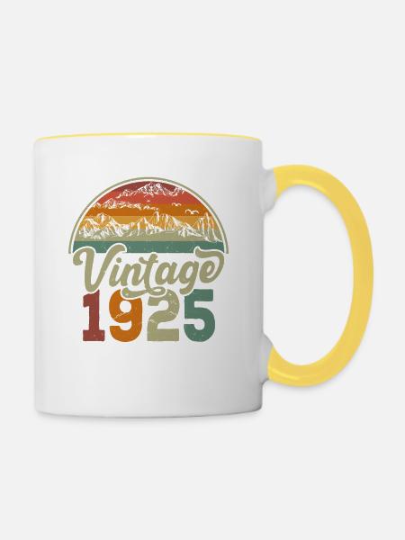 Jahrgang 1925 - Tasse zweifarbig - Weiß/Gelb