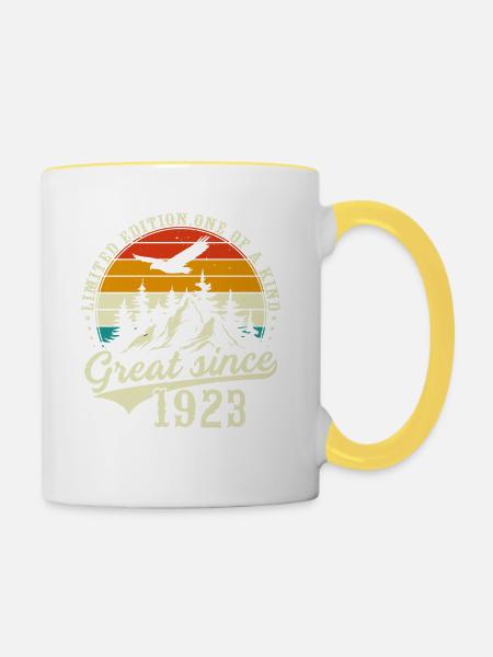Einzigartig seit 1923 - Tasse zweifarbig - Weiß/Gelb