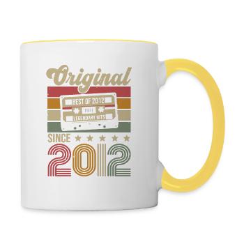Anniversaire Vintage Idée Cadeau Original 2012 - Mug contrasté - blanc/jaune - Droite