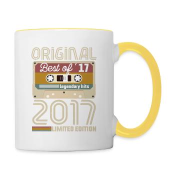 Vintage Geburtstag Original Geschenkidee 2017 - Tasse zweifarbig - Weiß/Gelb - Rechts