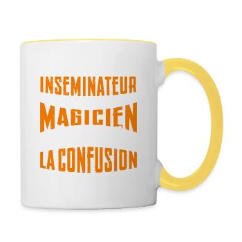 Je Suis Inséminateur Pas Magicien - Mug contrasté - blanc/jaune - Droite