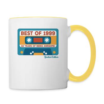 1999 Vintage Vintage Retro Geburtstagsgeschenk - Tasse zweifarbig - Weiß/Gelb - Rechts