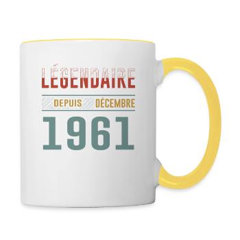Légendaire Depuis Décembre 1961 Anniversaire - Mug contrasté - blanc/jaune - Droite