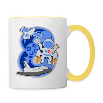 Astronaut 8. Geburtstagsparty Nummer 8 - 8 Jahre - Tasse zweifarbig - Weiß/Gelb - Rechts