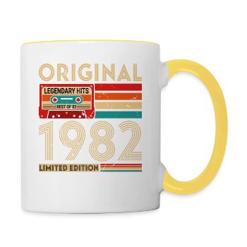 Original legendäre Hits Best of 1982 - Tasse zweifarbig - Weiß/Gelb - Rechts