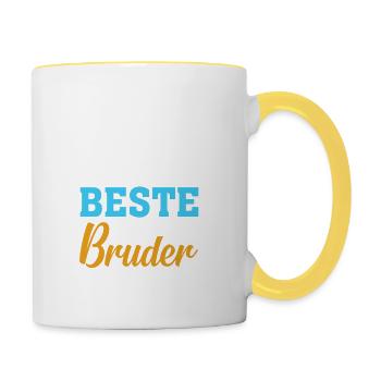 So Sieht Der Beste Kleine Bruder Der Welt Aus - Tasse zweifarbig - Weiß/Gelb - Rechts