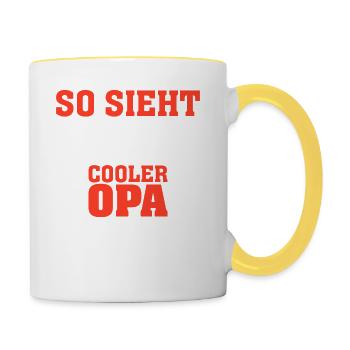So Sieht Ein Richtig Cooler Opa Aus - Tasse zweifarbig - Weiß/Gelb - Rechts