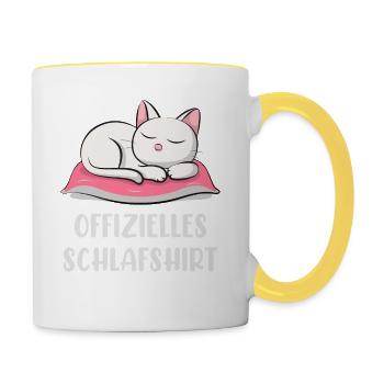 Offizielles Schlafshirt - Tasse zweifarbig - Weiß/Gelb - Rechts