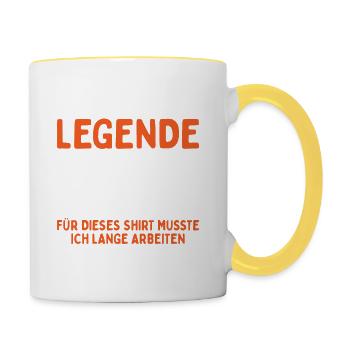 Auch Eine Legende Geht In Rente - Tasse zweifarbig - Weiß/Gelb - Rechts