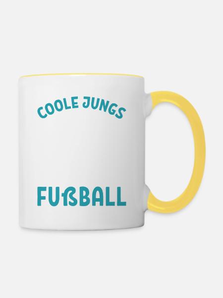 Coole Jungs Spielen Fußball - Tasse zweifarbig - Weiß/Gelb