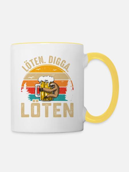 Löten Digga Löten - Tasse zweifarbig - Weiß/Gelb