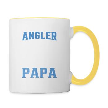 Ich habe zwei Titel Angler Und Papa - Tasse zweifarbig - Weiß/Gelb - Rechts