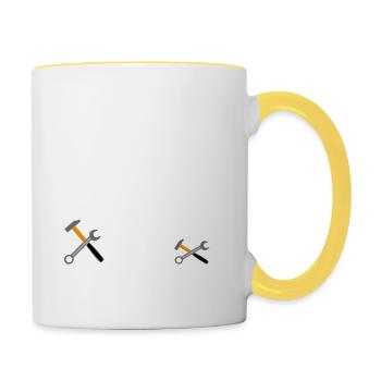 Papa Du Bist Nicht Nur Der Hammer Schild - Tasse zweifarbig - Weiß/Gelb - Rechts