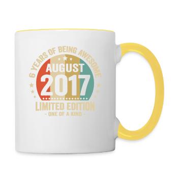August 2017 6 Jahre Jubiläumsgeschenk - Tasse zweifarbig - Weiß/Gelb - Rechts