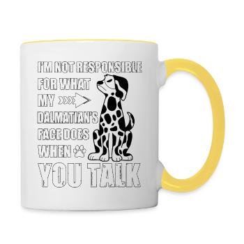 Drôle de dicton dalmate - Mug contrasté - blanc/jaune - Droite